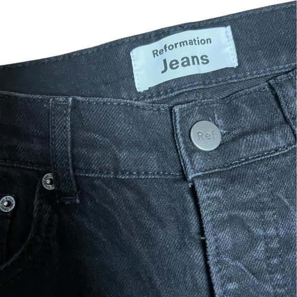 Reformation Button Fly Straight Jeans High Rise Black Wash US 27 Excellent - Picture 5 of 8